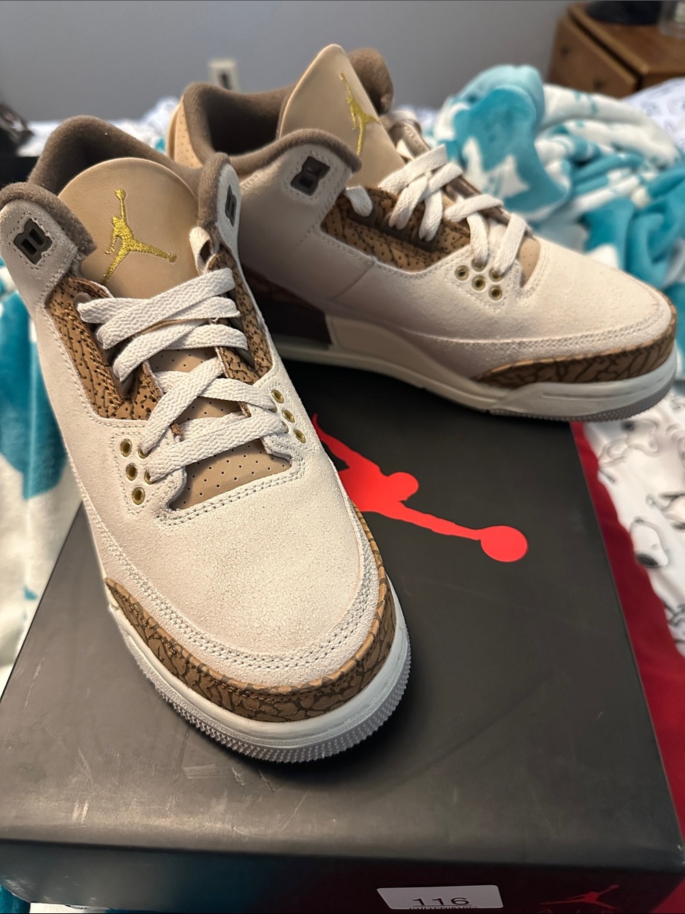 Jordan PALOMINO  3 Retro  Beige and Cork Pattern Sneakers 6.5y/ 7.5w